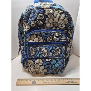 Vera Bradley Quilted Backpack Blue Floral Y2K School Travel Bag Retired